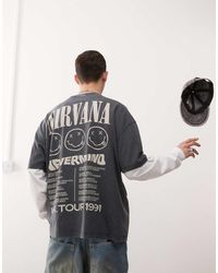 ASOS - Camiseta Negro Lavado Extragrande Con Estampado "Nevermind" De Nirvana En Relieve De - Lyst