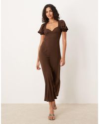 ASOS - Puff Sleeve Button Down Midi Dress - Lyst