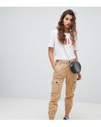 Bershka Utility Cargo Trousers In Beige - Yellow
