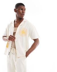 Native Youth - Camicia Squadrata Color Crema Con Ricami - Lyst