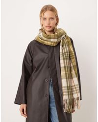 Mango - – schal mit khaki karomuster - Lyst