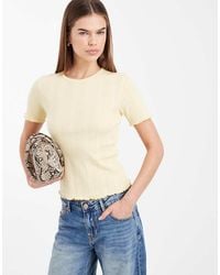 ONLY - Pointelle Lettuce Edge Top - Lyst