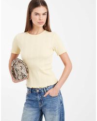 ONLY - Top Pallido Traforato Con Bordi Smerlati - Lyst
