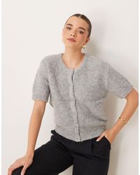 Gina Tricot - Gilet en maille texturée ultra douce à manches courtes - chiné - Lyst