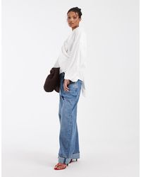 & Other Stories - Cotton Rich Front Tie Ruched Wrap Shirt - Lyst