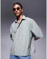 ASOS - Camisa A Rayas Extragrande Con Media Manga De - Lyst