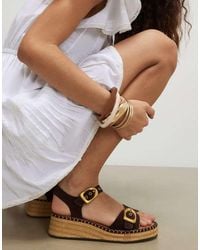 River Island - Faux Suede Buckle Strap Wedge Sandals - Lyst