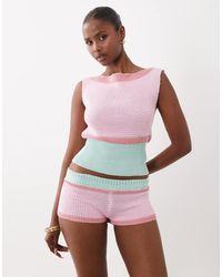 Kiwi & Co - Knitted Colourblock Micro Shorts Co-Ord - Lyst
