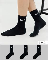 Nike Black Swoosh Logo 3 Pack Crew Socks