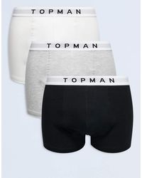 TOPMAN - Pack De 3 Calzoncillos De Color Negro, Blanco Y Gris Jaspeado Con Cinturillas Blancas De - Lyst