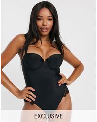 Wolf & Whistle Fuller Bust Exclusive Eco Underwired Lace Swimsuit - Black