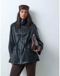 ASOS - Cinched Waist Leather Look Harrington Jacket - Lyst