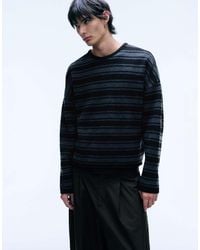 Weekday - Boxy Oversized Fit Trui Met Blauw-Zwarte Strepen - Lyst