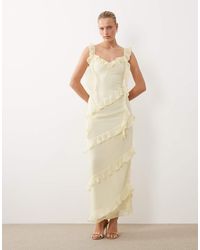 Pretty Lavish - Rue Ruffled Maxi Dress With Draping Details - Lyst