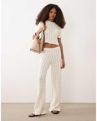 ASOS - Knitted Cotton Blend Wide Leg Trouser Co-ord - Lyst