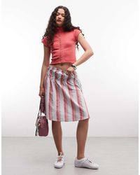 Reclaimed Vintage - Laundered Striped Prairie Midi Skirt With Tie Detail - Lyst