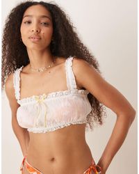 ASOS - Crinkle Ruffle Bralette Beach Top - Lyst