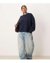 ASOS - Asos Design Curve Boxy Crew Neck Jumper With Side Split Detail - Lyst
