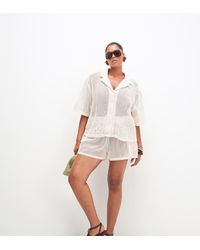 ASOS - Asos Design Curve Open Knit Shorts With Cornelli Detail - Lyst