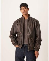 ASOS - Bomber en cuir véritable style vintage - marron - Lyst