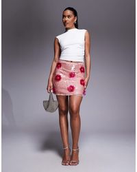 River Island - Floral Sequin Mini Skirt - Lyst