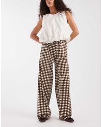 Threadbare - – schlupfhose aus jersey mit kordelzug und schokobraunem vichy-karomuster - Lyst