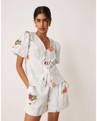 Nobody's Child - – bernadetta – oberteil mit karo-obst-print und bindedetail, kombiteil - Lyst