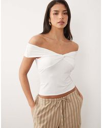 Missy Empire - Missy Empire Modal Bardot Sweetheart Neckline Top - Lyst