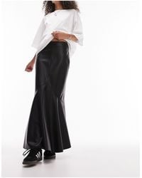 TOPSHOP - Leather Look Fishtail Maxi Skirt - Lyst