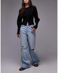 Tommy Hilfiger - Vaqueros De Talle Alto Y Pernera Ancha Con Lavado Claro Y Diseño Rasgado Claire De -Azul - Lyst