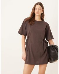 ASOS - Oversized T Shirt Dress With Tie Detail - Lyst