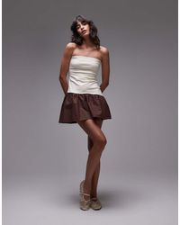 TOPSHOP - Bandeau Poplin Mix Mini Dress - Lyst