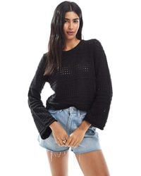 French Connection - Crew Neck Long Sleeve Crochet Bobble Knit Jumper - Lyst
