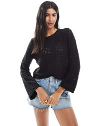 French Connection - Crew Neck Long Sleeve Crochet Bobble Knit Jumper - Lyst