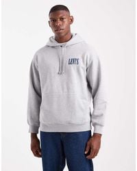 Levi's - Sudadera Gris Jaspeado Holgada Con Capucha Y Estampado De Logo De Vaquero En La Espalda De - Lyst