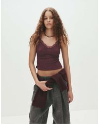Pull&Bear - Lace-trimmed Top With Straps - Lyst