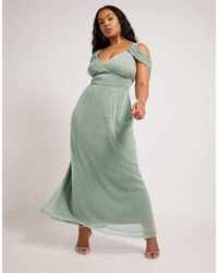 Yours Clothing - Metallic Cold Shoulder Maxi Dress - Lyst