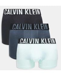 Calvin Klein - Pack De 3 Calzoncillos Bóxer De Color Negro, Verde Menta Y Gris De Algodón Intense Power De - Lyst