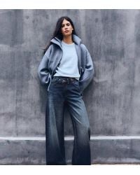 Bershka - Petite Wide-Leg Cross-Waist Jeans - Lyst