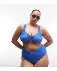 ASOS - Asos Design Curve Rory Spliced Rib High Waist Wrap Front Bikini Bottom - Lyst