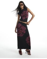 River Island - Mesh Floral Print Maxi Skirt - Lyst