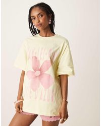 ASOS - T-shirt oversize à imprimé côte d'azur - babeurre - Lyst