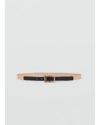 Mango - Leather Slim Hardware Belt - Lyst