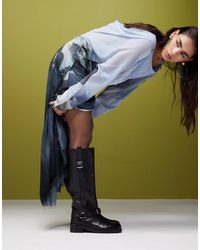 ASOS - Cora Leather Harness Biker Knee Boots - Lyst
