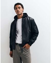 AllSaints - Chase Zip Through Hooded Leather Jacket - Lyst