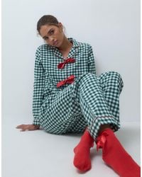 Chelsea Peers - Christmas ensemble pyjama chemise à nouer devant et pantalon en flanelle - Lyst