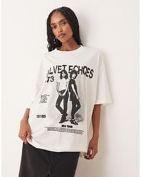 ASOS - T-Shirt Oversize Color Crema Con Grafica Di Band Vintage - Lyst