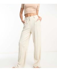 ASOS - Asos Design Tall Wide Leg Dad Trousers With Linen - Lyst