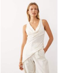 Mango - Cowl Neck Asymmetric Hem Sleeveless Top - Lyst