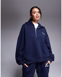 Kaiia - Studio 3/4 Zip Drop Shoulder Embroidered Logo Hoodie Co-ord - Lyst